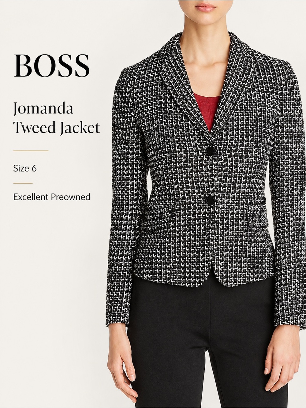 Hugo Boss‎ Jomanda Tweed Suit Jacket Blazer Size 6